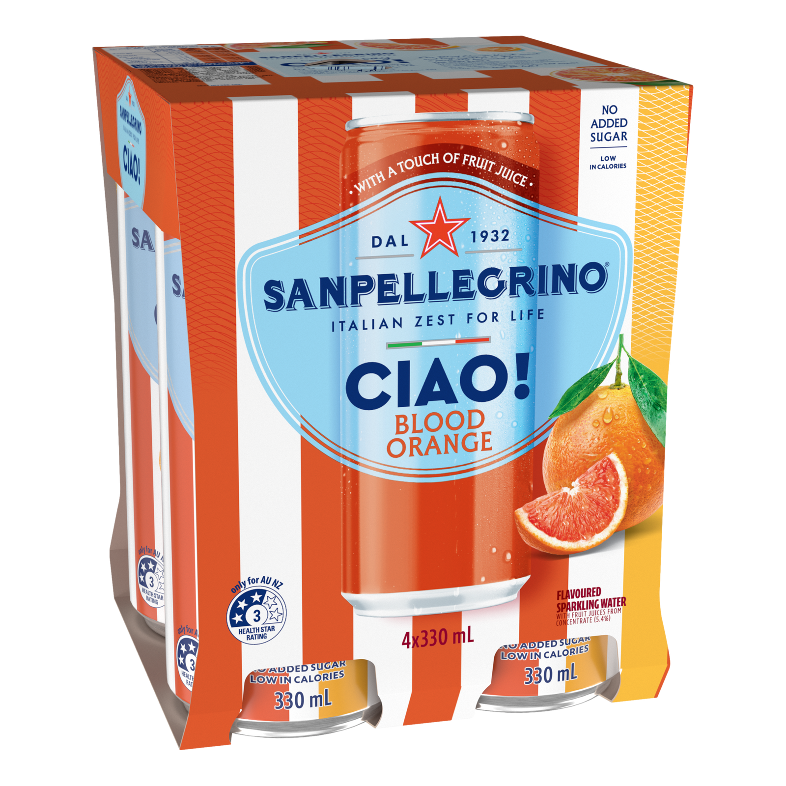 San Pellegrino CIAO! Sparkling Blood Orange 330ml Can 4-Pack