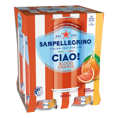 San Pellegrino CIAO! Sparkling Blood Orange 330ml Can 4-Pack