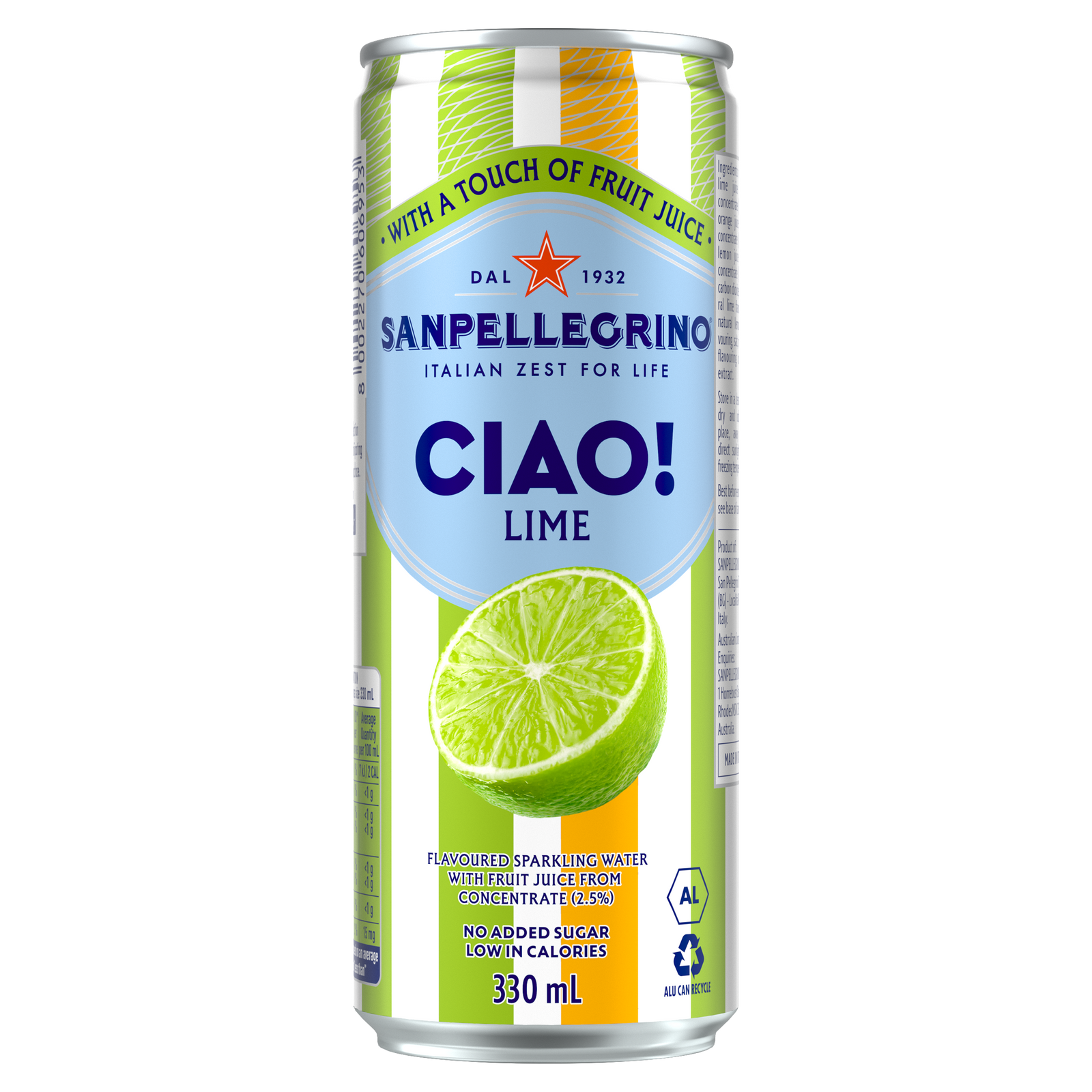 San Pellegrino CIAO! Sparkling Lime 330ml Can Single