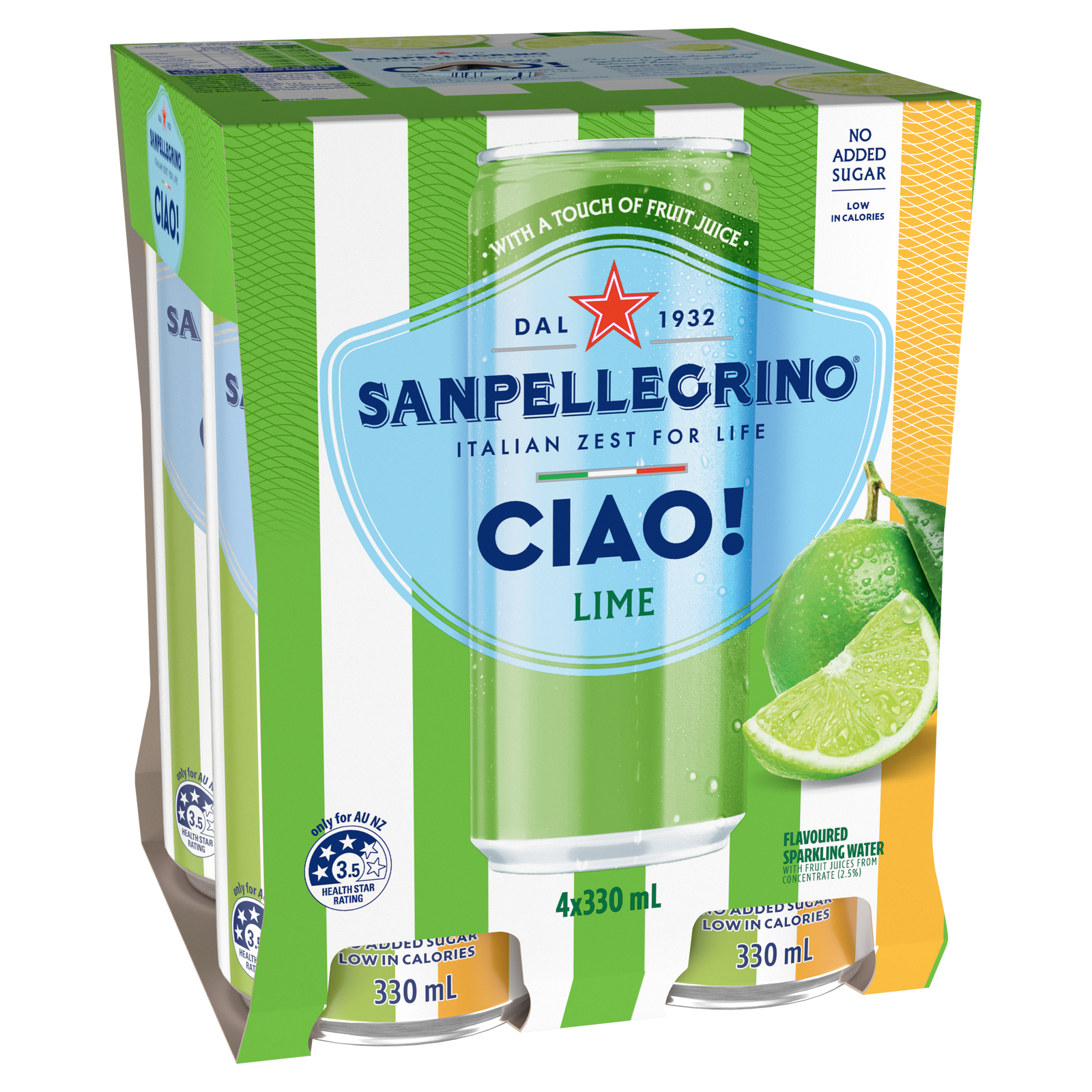 San Pellegrino CIAO! Sparkling Lime 330ml Can 4 Pack8002270606960