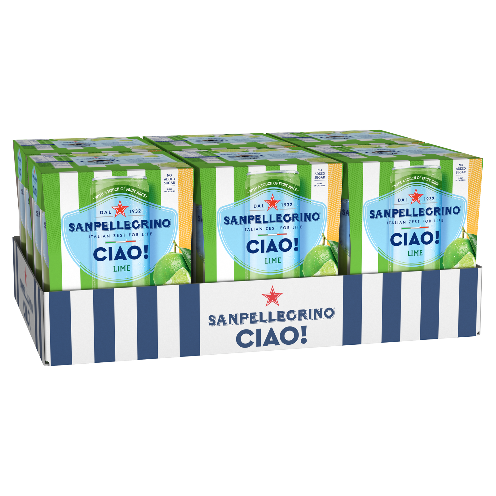San Pellegrino CIAO! Sparkling Lime 330ml Can Case of 24