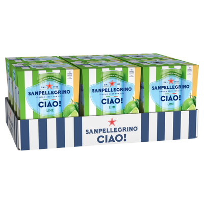 San Pellegrino CIAO! Sparkling Lime 330ml Can Case of 24