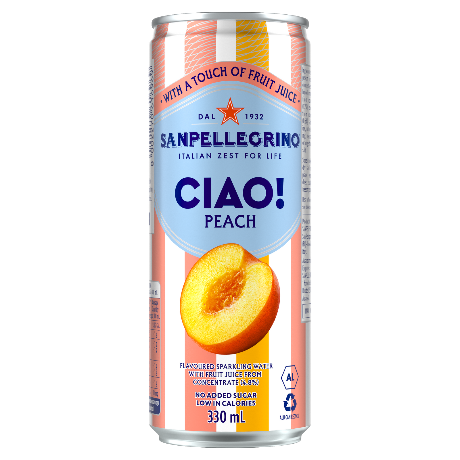 San Pellegrino CIAO! Sparkling Peach 330ml Can Single
