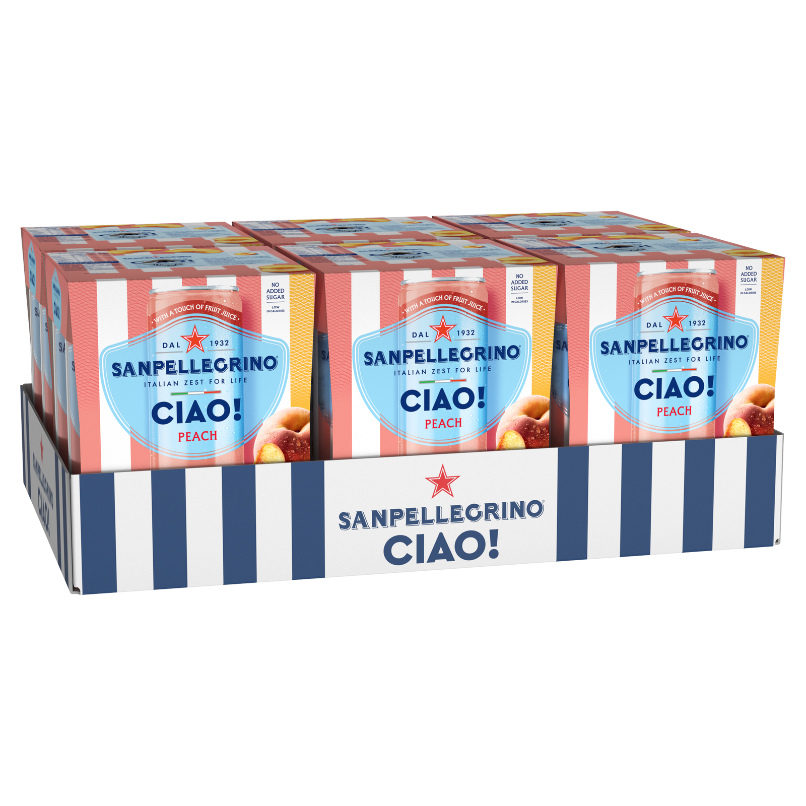 San Pellegrino CIAO! Sparkling Peach 330ml Can case of 24