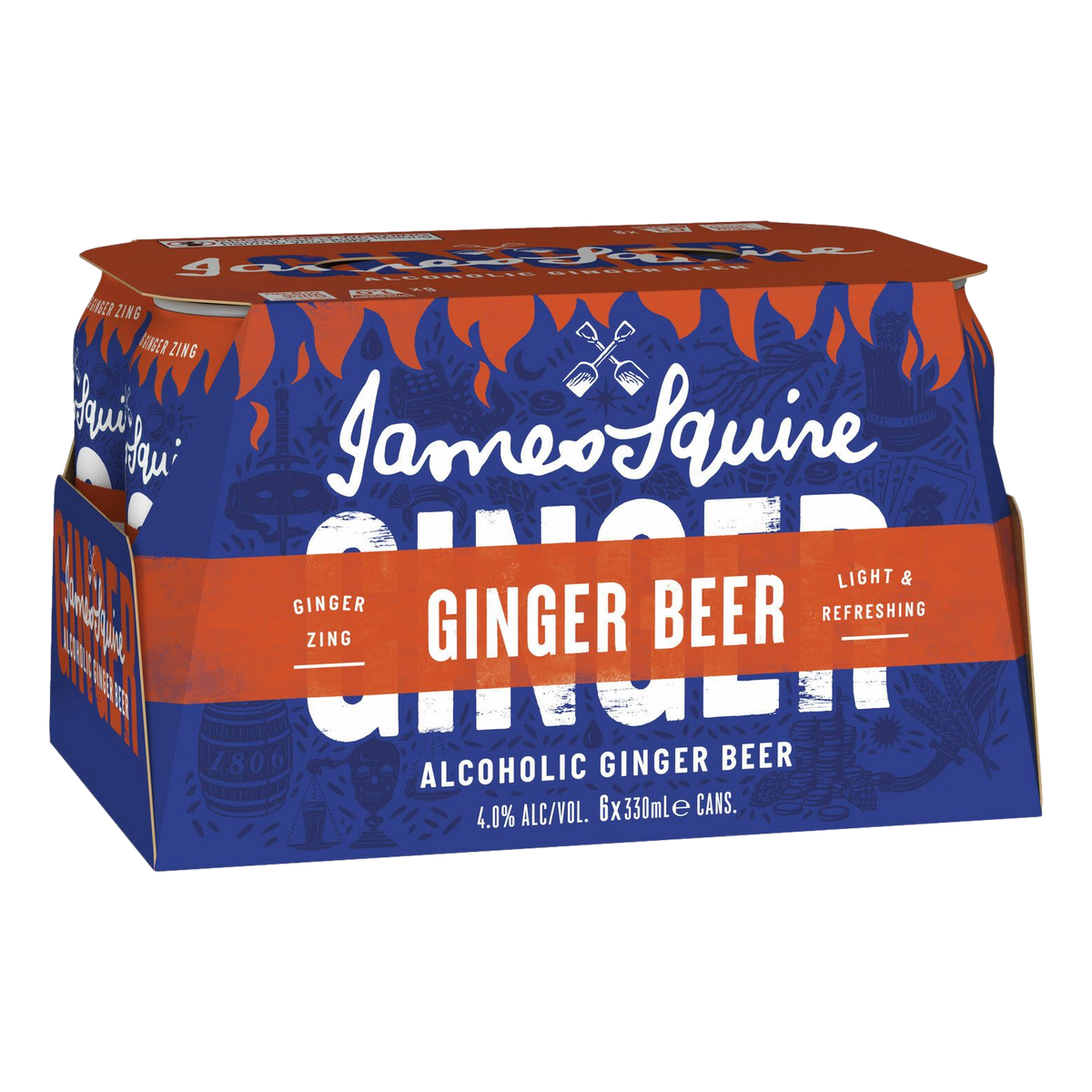 James Squire Alcoholic Ginger Beer 330ml Can 6 Pack