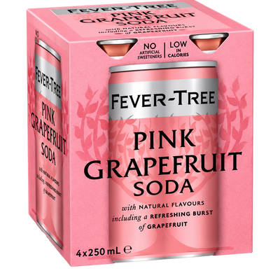 Fever Tree Pink Grapefruit Soda 250ml Can 4 Pack