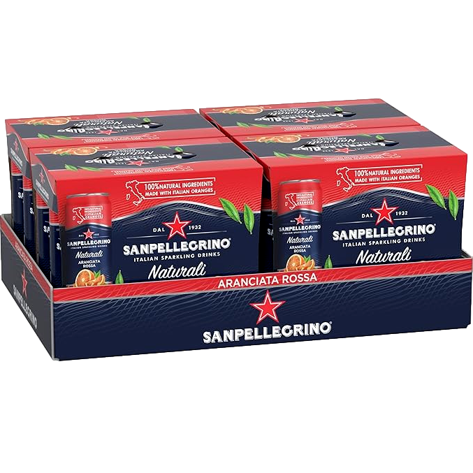 San Pellegrino Naturali Aranciata Rossa 330ml Can Case of 24