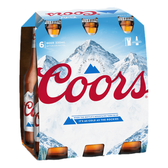 Coors Lager 330ml Bottle 6 Pack - Camperdown Cellars
