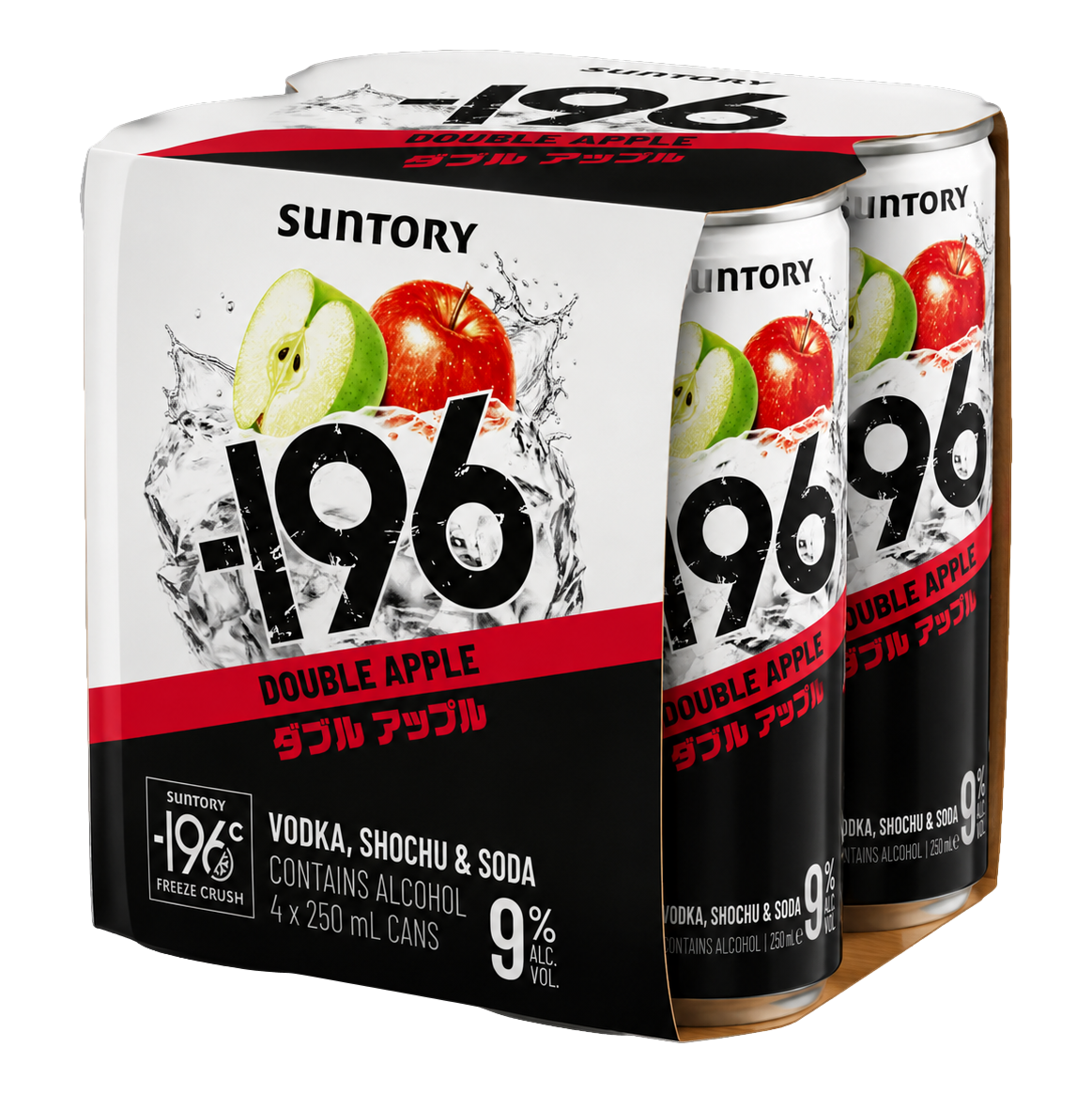 Suntory -196 Double Apple Shochu Vodka Soda 9% 250ml Can 4 Pack