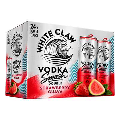 White Claw Smash Double Strawberry Guava Vodka 6% 330ml Can  Case of 24