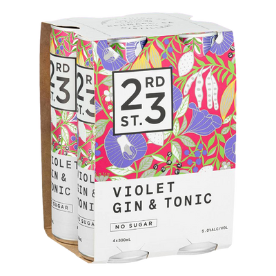 23rd Street Distillery Violet Gin & Tonic 300ml Can 4 Pack