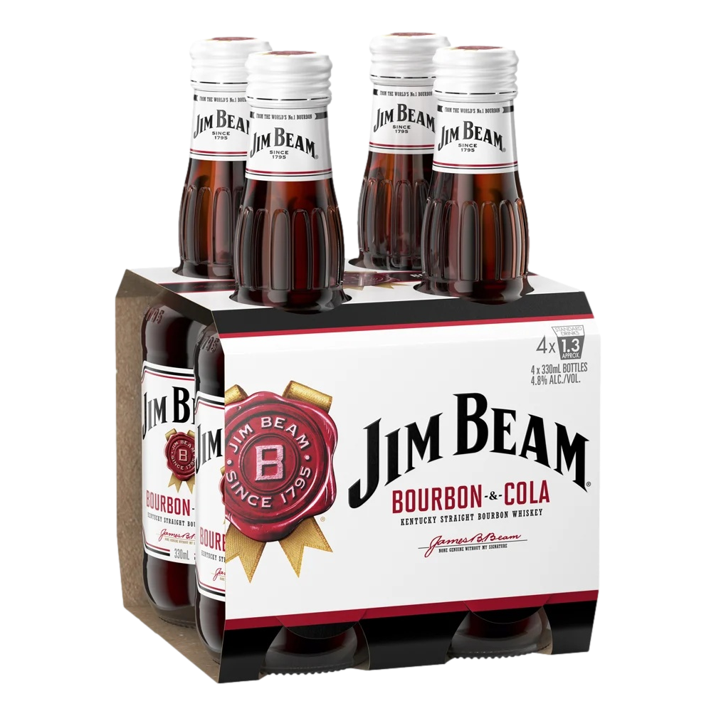 Jim Beam White & Cola 330ml Bottle 4 Pack