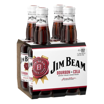 Jim Beam White & Cola 330ml Bottle 4 Pack