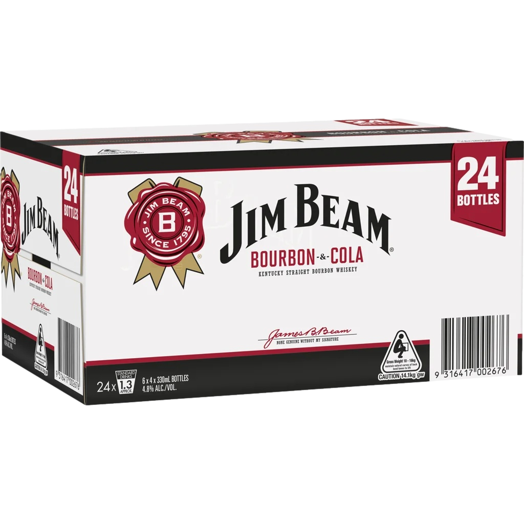 Jim Beam White & Cola 330ml Bottle Case of 24