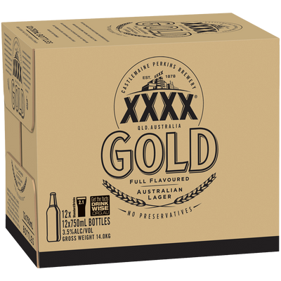 XXXX Gold Lager 750ml Bottle Case of 12