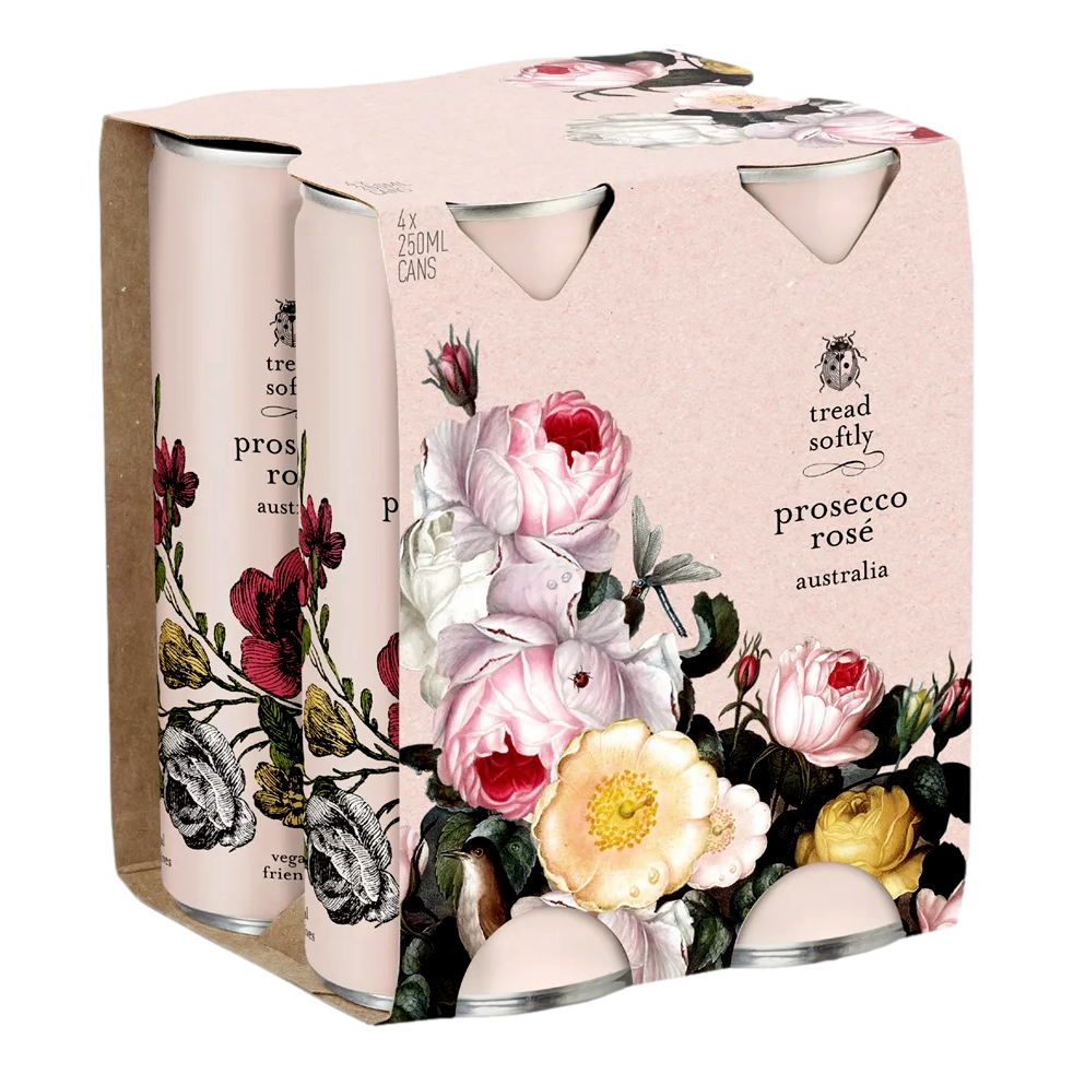 Tread Softly Prosecco Rose 250ml Can 4 Pack