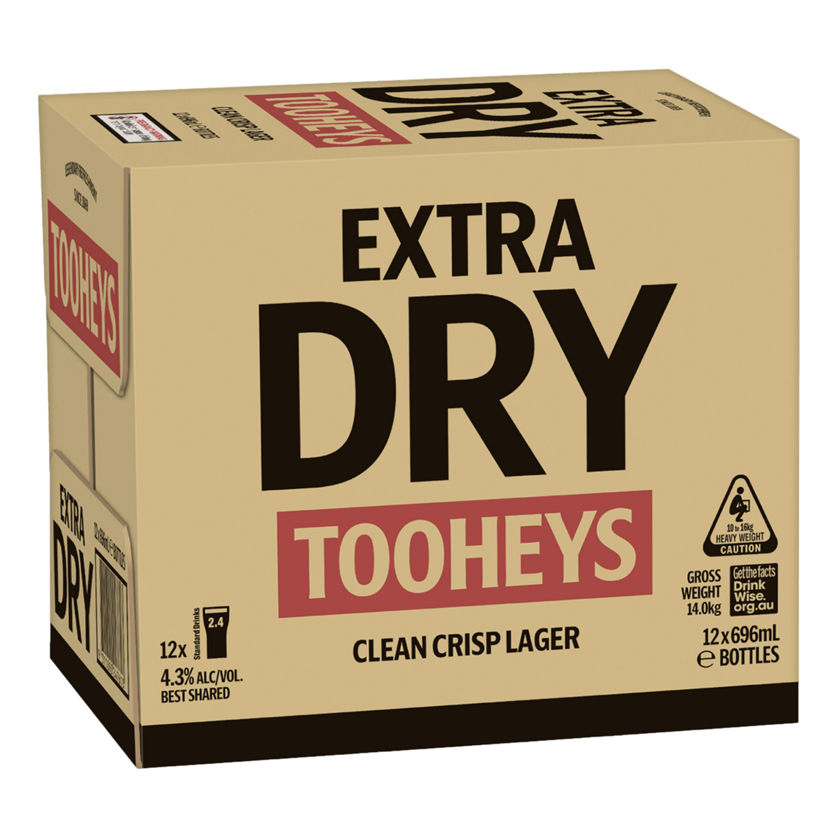 Tooheys Extra Dry Lager 696ml Bottle Case of 12