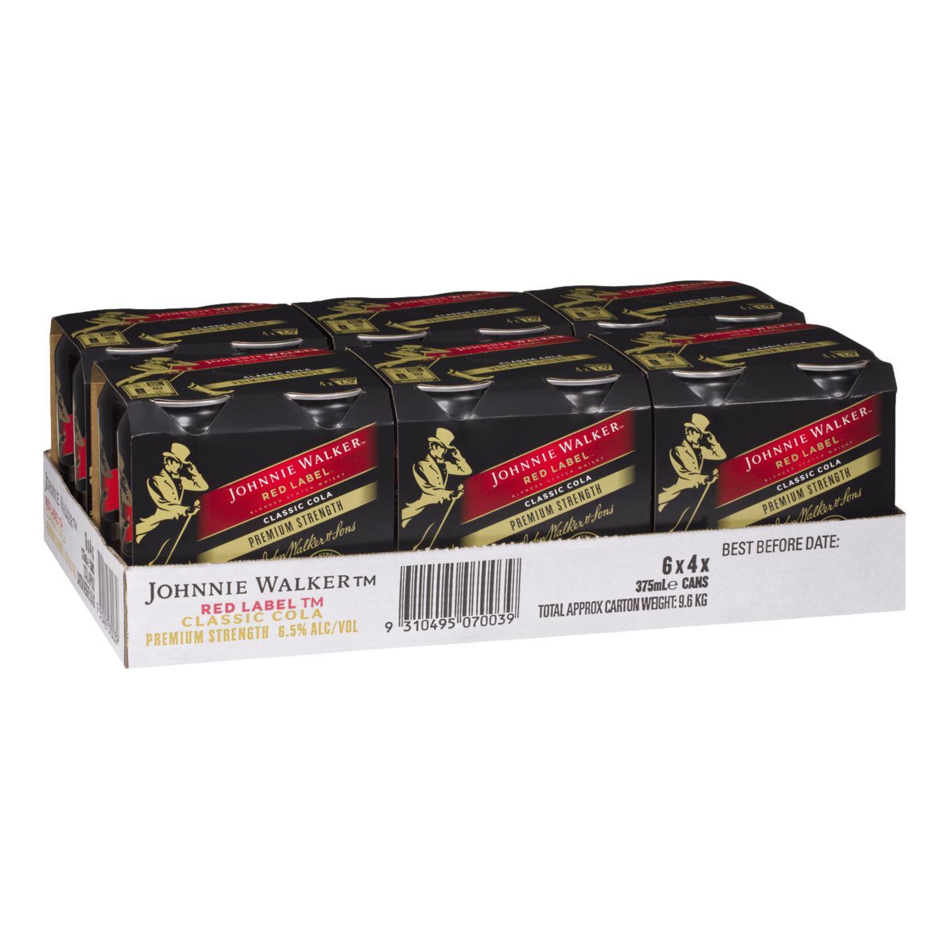 Johnnie Walker Red Premium Strength & Cola 6.5% 375ml Can Case of 24