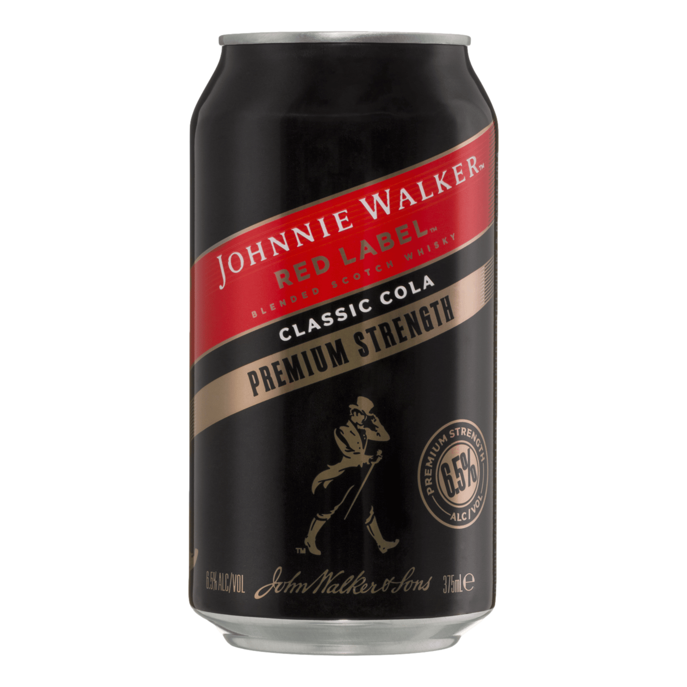 Johnnie Walker Red Premium Strength & Cola 6.5% 375ml Can Single