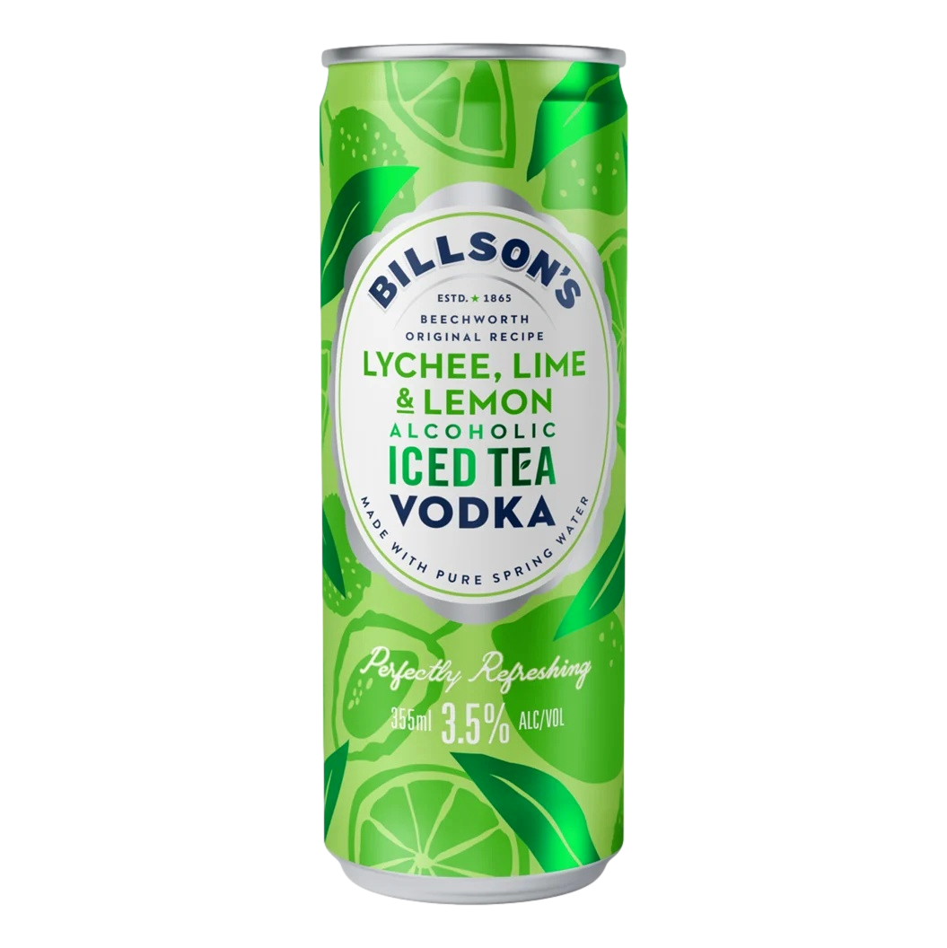 Billson's Lychee Lime & Lemon Iced Tea Vodka 3.5% 355ml Can Single