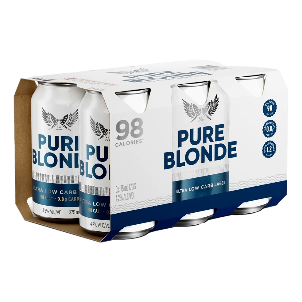 Pure Blonde Ultra Low Carb 80% Lager 375ml Can 6 Pack