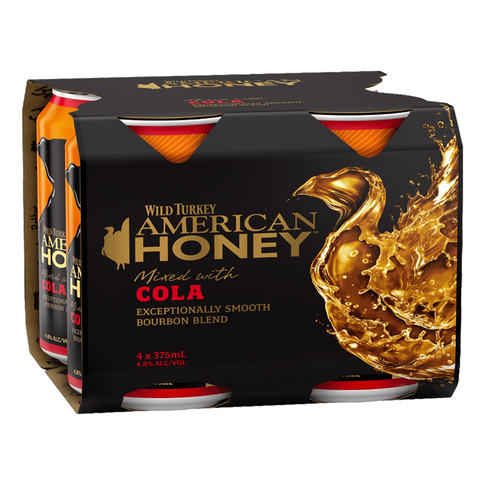 Wild Turkey American Honey & Cola 4.8% 375ml Can 4 Pack