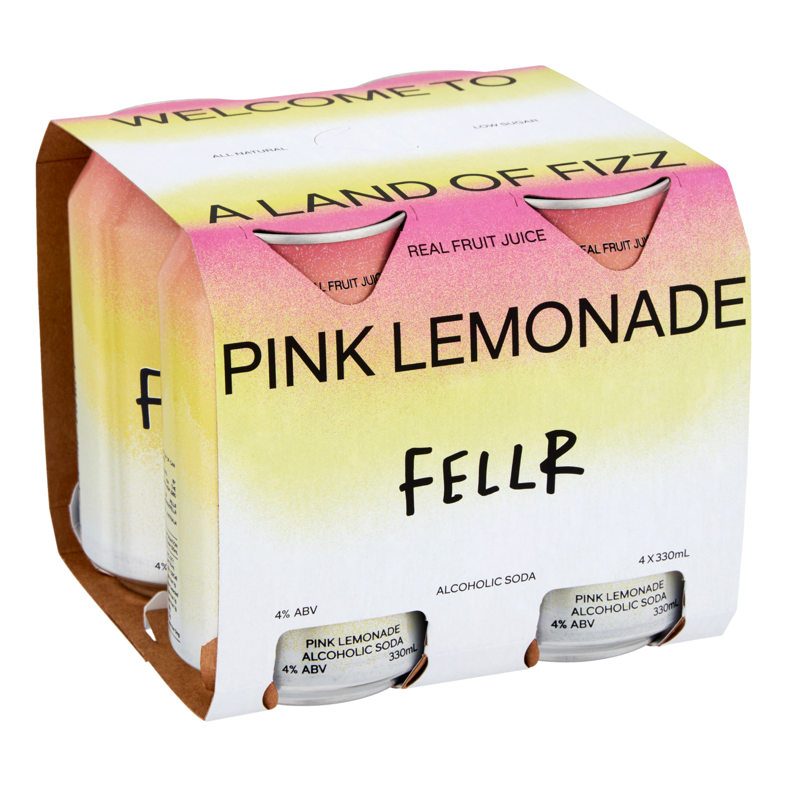 Fellr Pink Lemonade Seltzer 4% 330ml Can 4 Pack