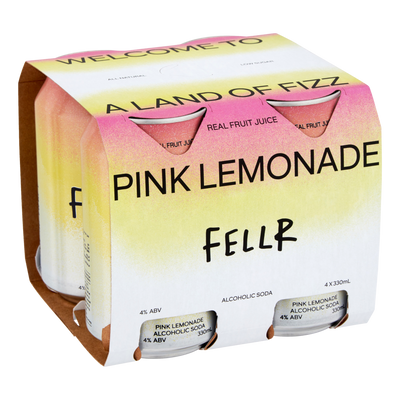 Fellr Pink Lemonade Seltzer 4% 330ml Can 4 Pack