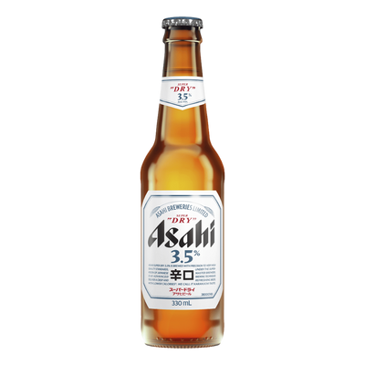 Asahi Super Dry Lager 3.5% 330ml Bottle 6 Pack