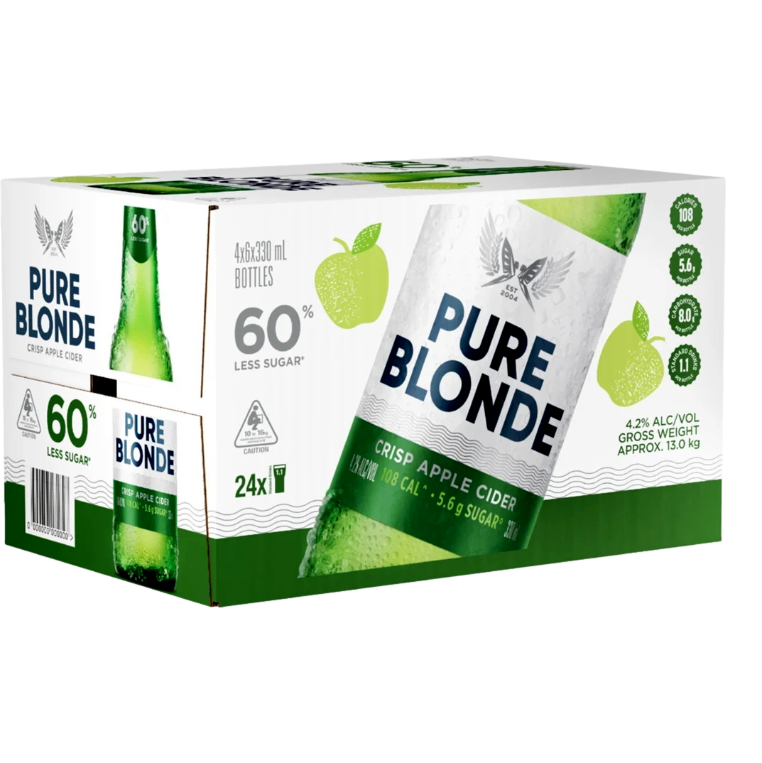 Pure Blonde Crisp Apple Cider 330ml Bottle Case of 24