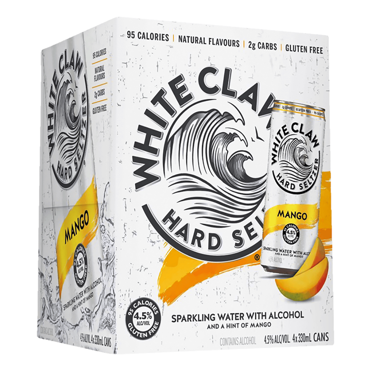 White Claw Hard Seltzer Mango 330ml Can 4 Pack