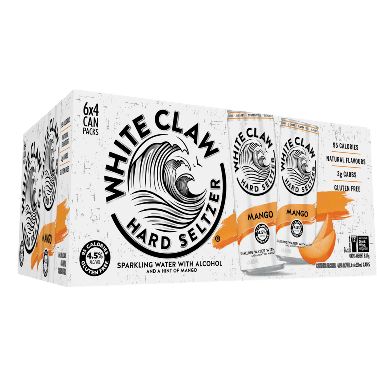 White Claw Hard Seltzer Mango 330ml Can Case of 24