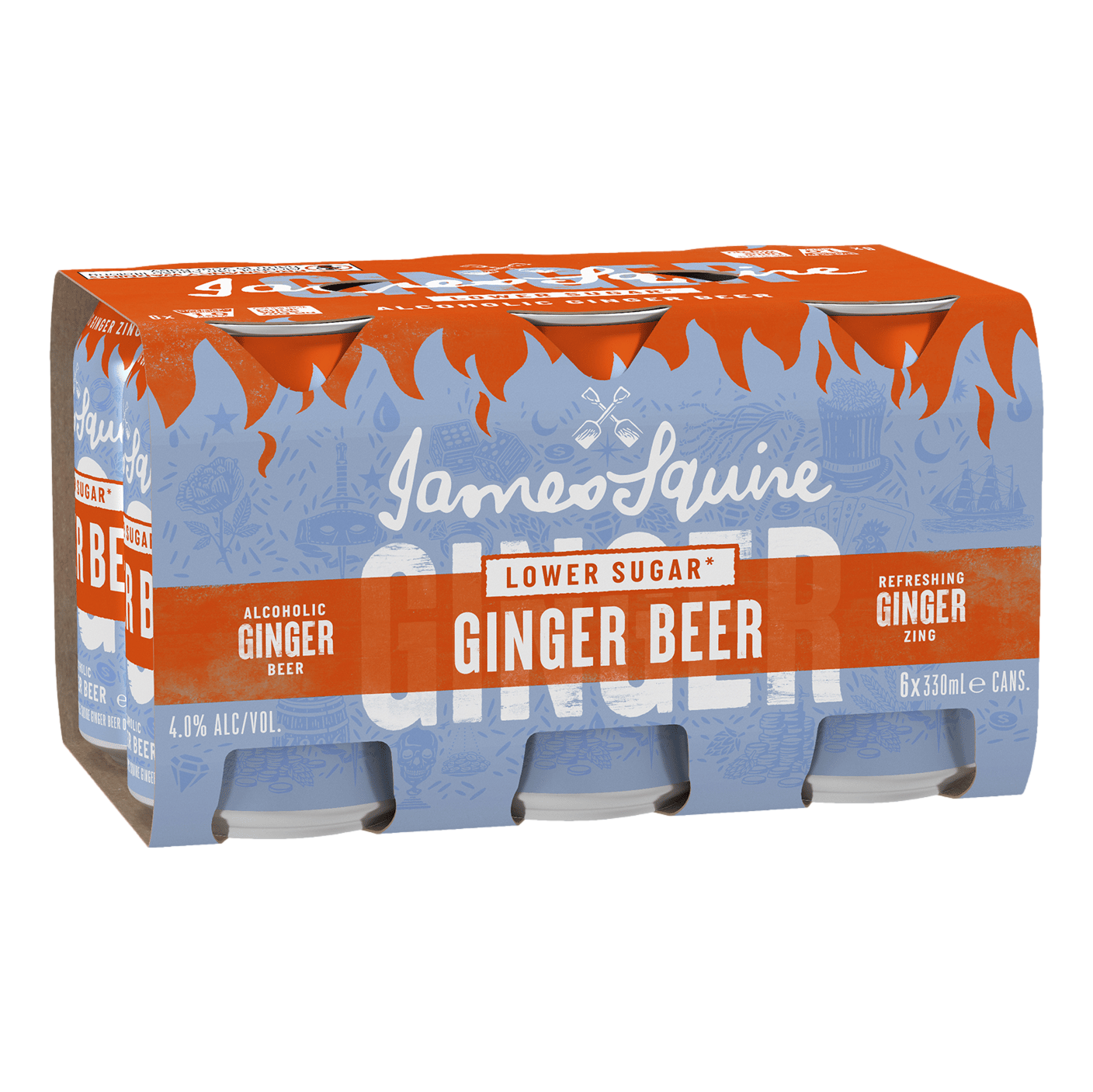 James Squire LOWER SUGAR Alcoholic Ginger Beer 330ml Can 6 Pack