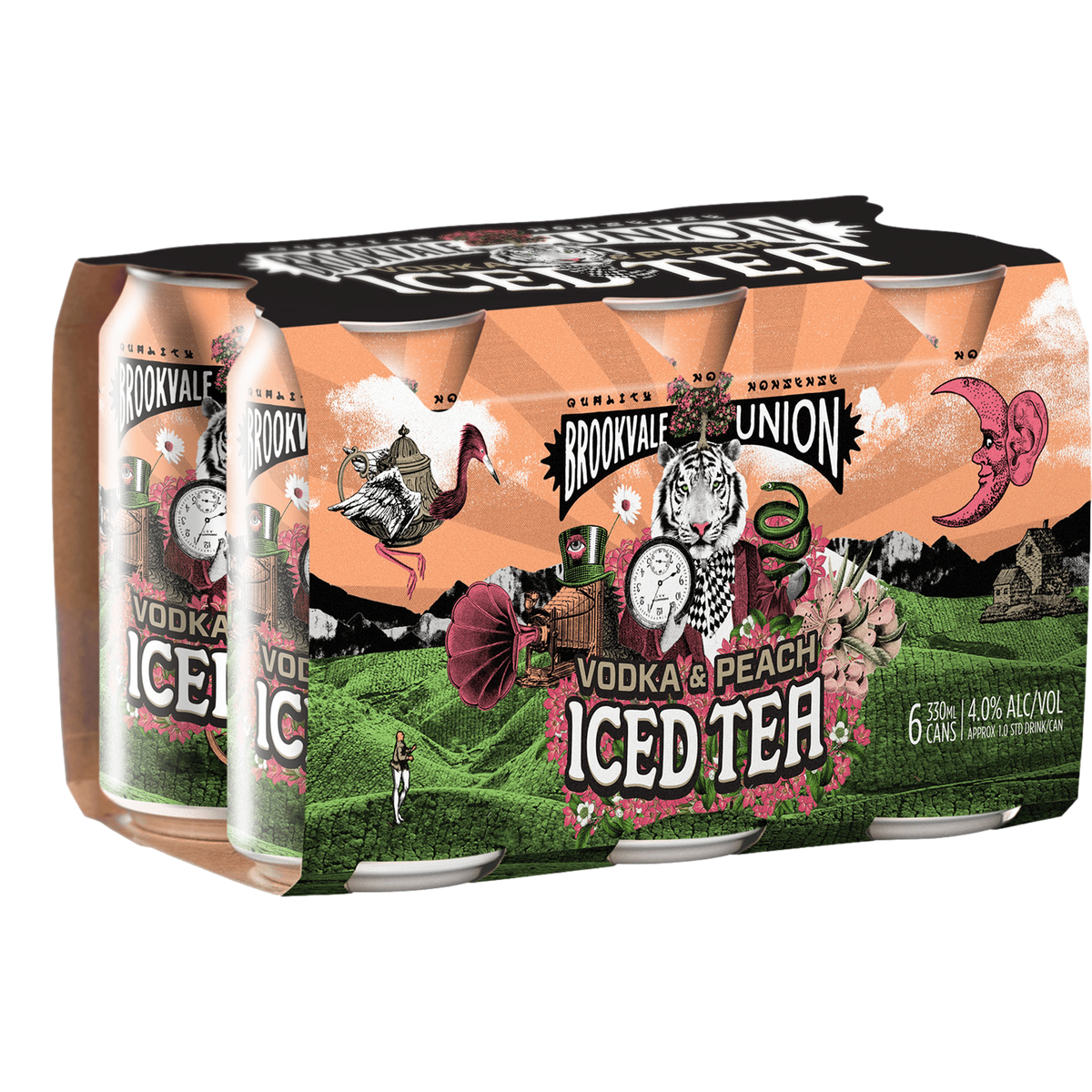 Brookvale Union Vodka & Peach Iced Tea 330ml Can 6 Pack