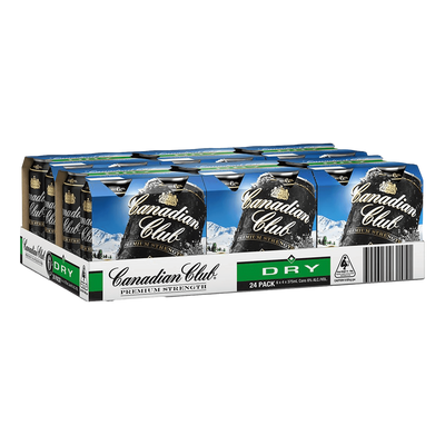 Canadian Club Whisky & Dry Premium 6% 375ml Can Case of 24