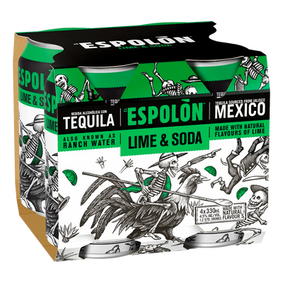 Espolon Tequila Lime & Soda 330ml Can 4 Pack