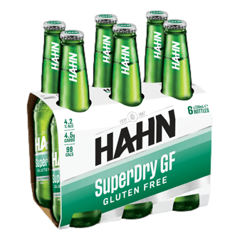 Hahn Super Dry Lager Gluten Free 330ml Bottle 6 Pack