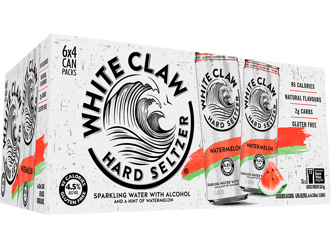 White Claw Hard Seltzer Watermelon 330ml Can Case of 24 - Camperdown Cellars