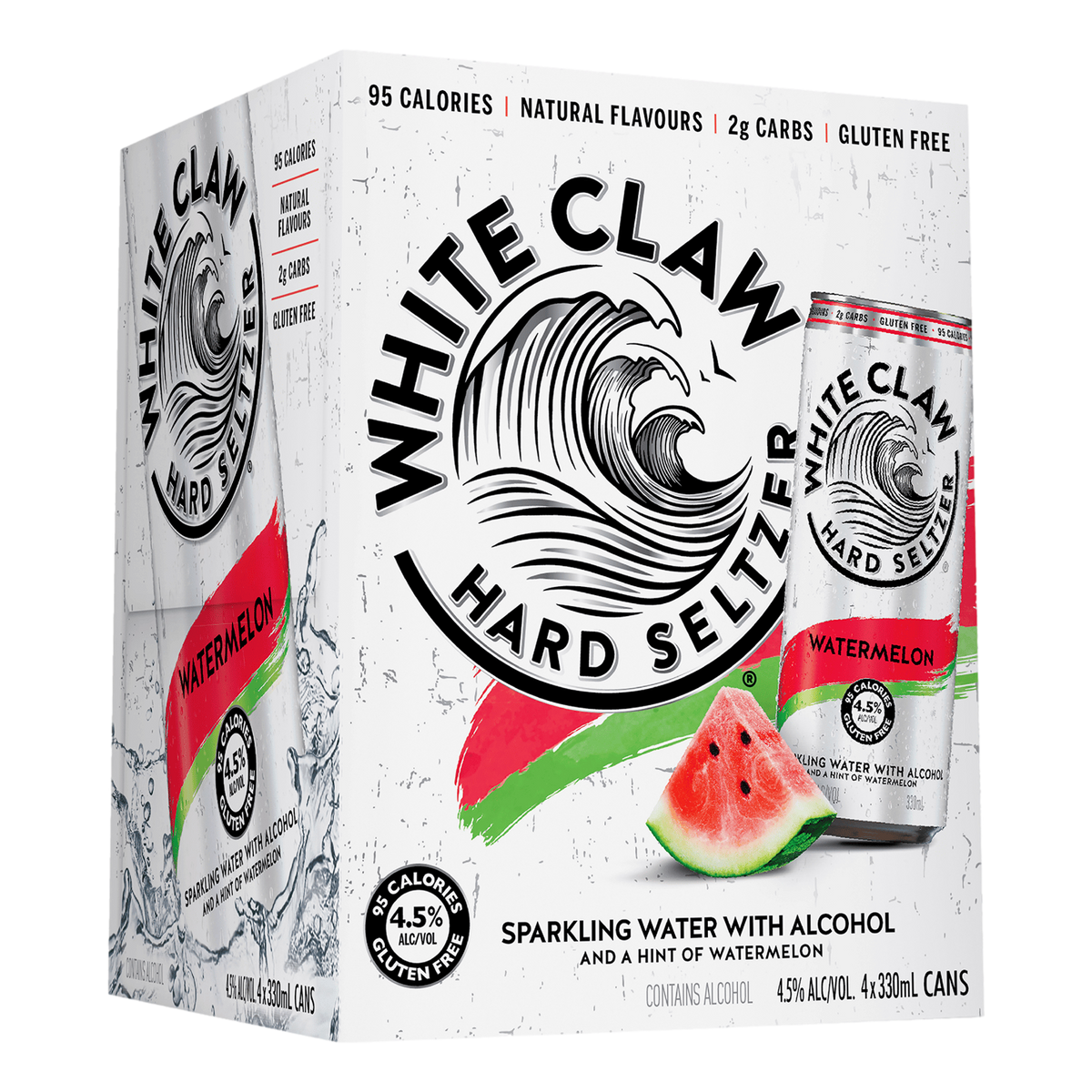 White Claw Hard Seltzer Watermelon 330ml Can 4 Pack