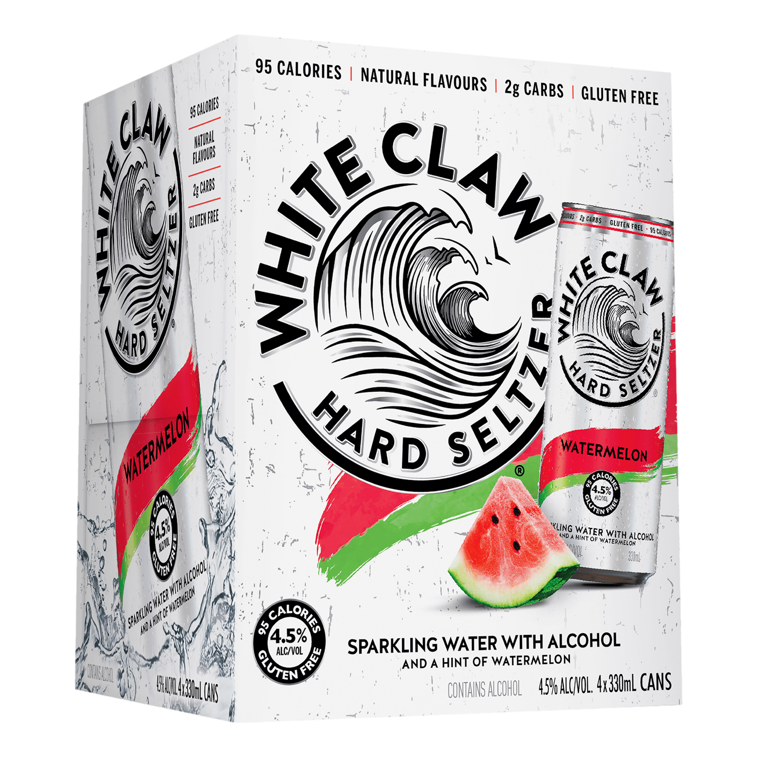 White Claw Hard Seltzer Watermelon 330ml Can 4 Pack - Camperdown Cellars