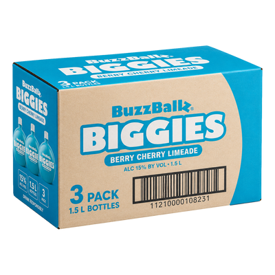BuzzBallz Biggies Berry Cherry Limeade Cocktail 1.5L Case of 3