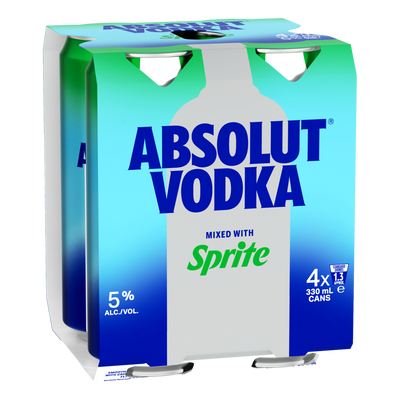 Absolut Vodka & Sprite Lemonade Premix 330ml Can 4 Pack