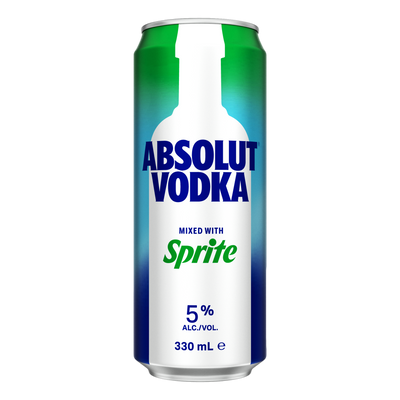 Absolut Vodka & Sprite Lemonade Premix 330ml Can 4 Pack