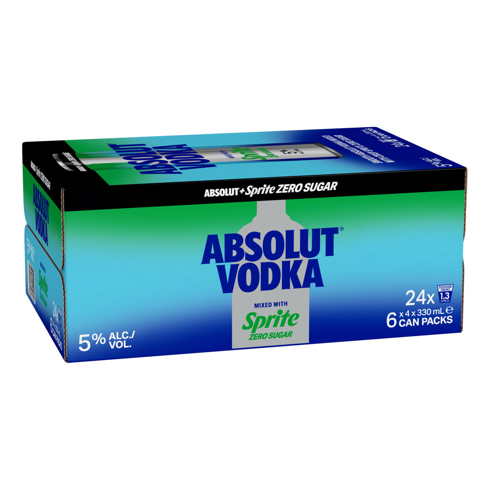 Absolut Vodka & Sprite ZERO Lemonade Premix 330ml Can Case of 24