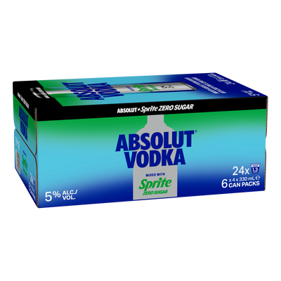 Absolut Vodka & Sprite ZERO Lemonade Premix 330ml Can Case of 24