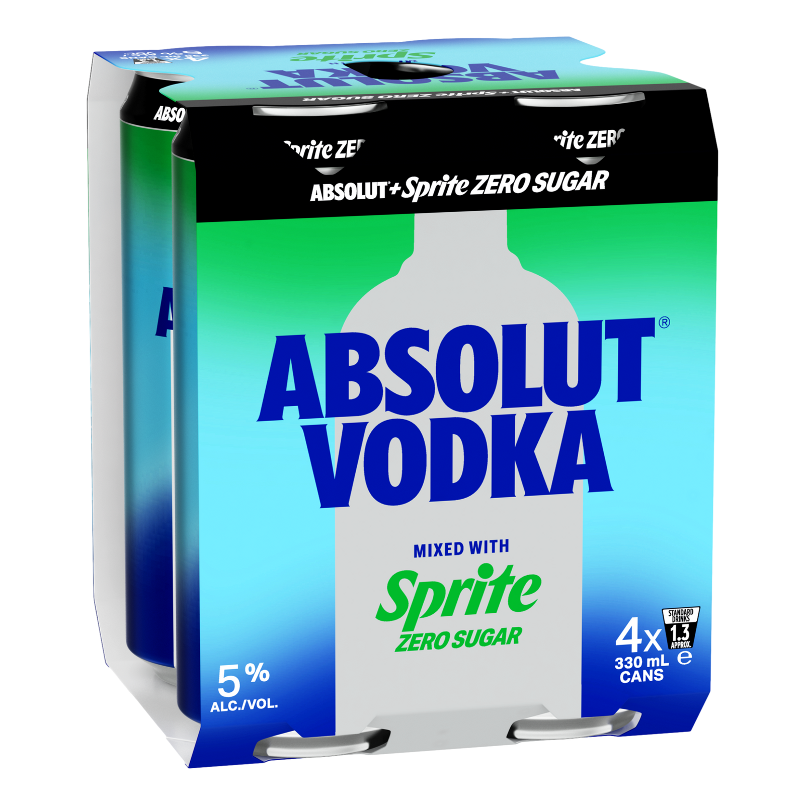 Absolut Vodka & Sprite ZERO Lemonade Premix 330ml Can 4 Pack