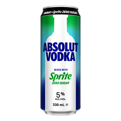 Absolut Vodka & Sprite ZERO Lemonade Premix 330ml Can 4 Pack
