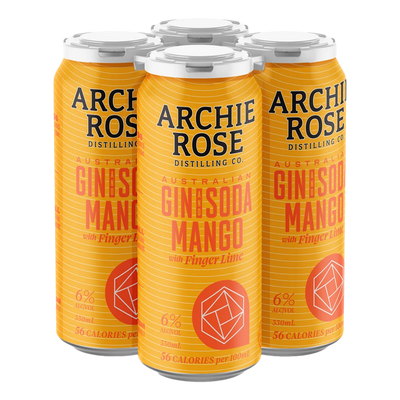 Archie Rose Gin & Mango & Native Finger Lime Soda 330ml Can 4 Pack