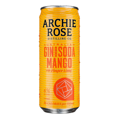 Archie Rose Gin & Mango & Native Finger Lime Soda 330ml Can 4 Pack