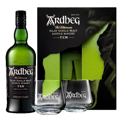 Ardbeg Islay Single Malt Scotch Whisky 10YO 700ml & 2 Glass GIFT PACK